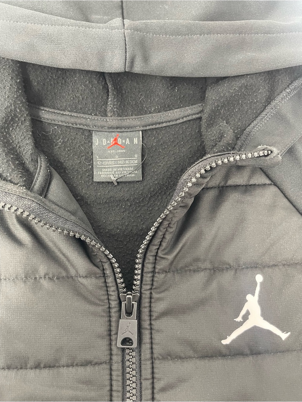 Jordan Black Hooded Puffer Jacket with White Jumpman